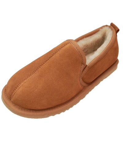 Eastern Counties Leather Mens Sheepskin Lined Hard Sole Slippers (Chestnut) - UTEL168