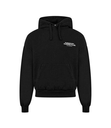 Mens Running Club Organic Cotton Pullover Hoodie Black Puresport