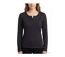 AXONE CHINA1N - Tee-shirt noir manches longues en coton flammé avec col 3 boutons et poche poitrine-1