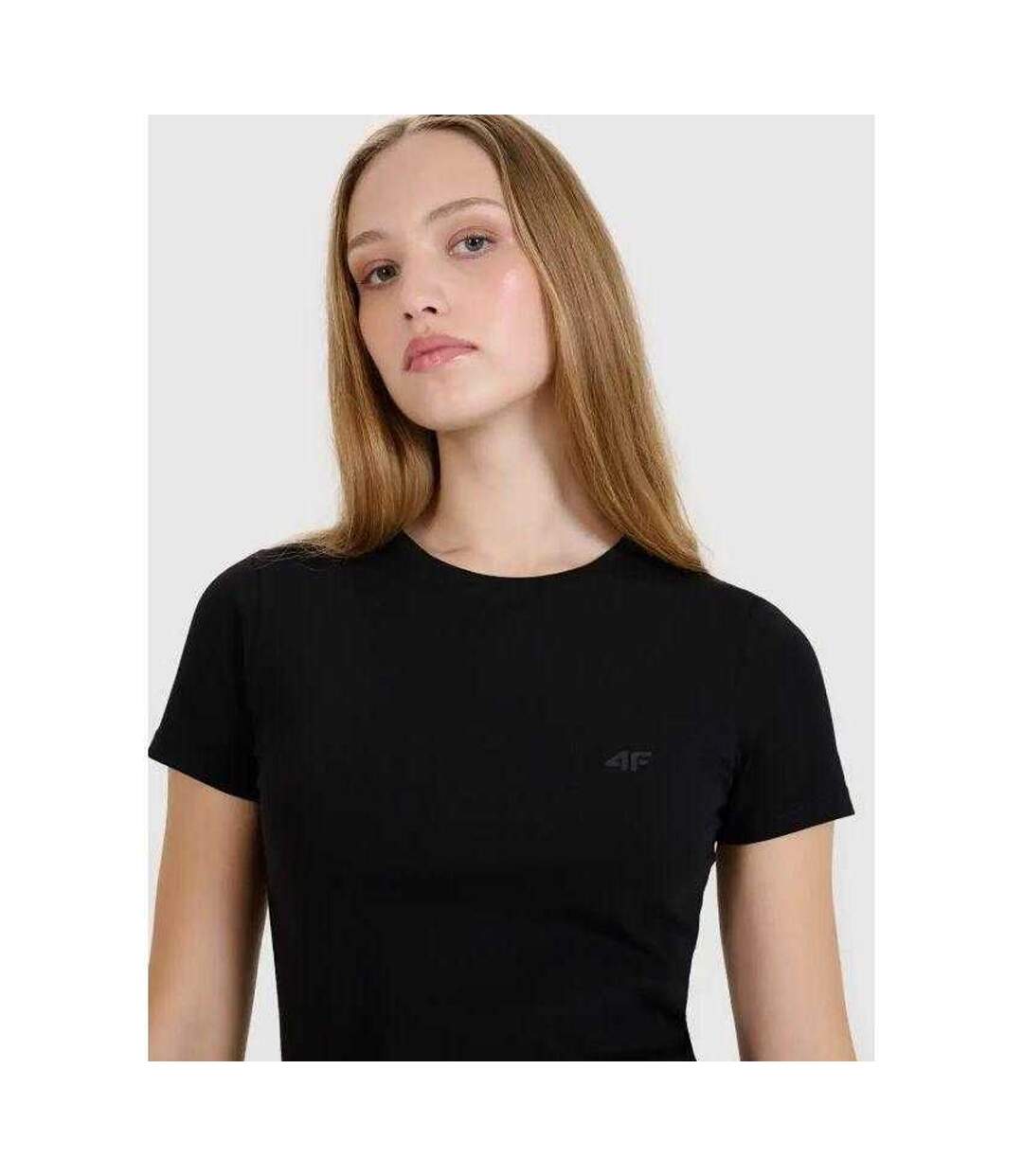 Womens/ladies Slim Short-sleeved T-shirt Black 4F-4