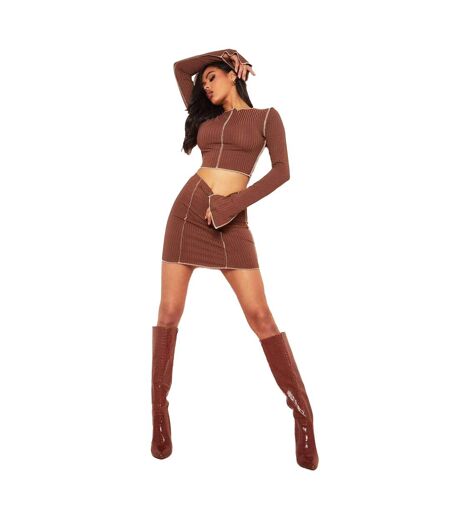 Mini Jupe Femme Marron Missy Empire