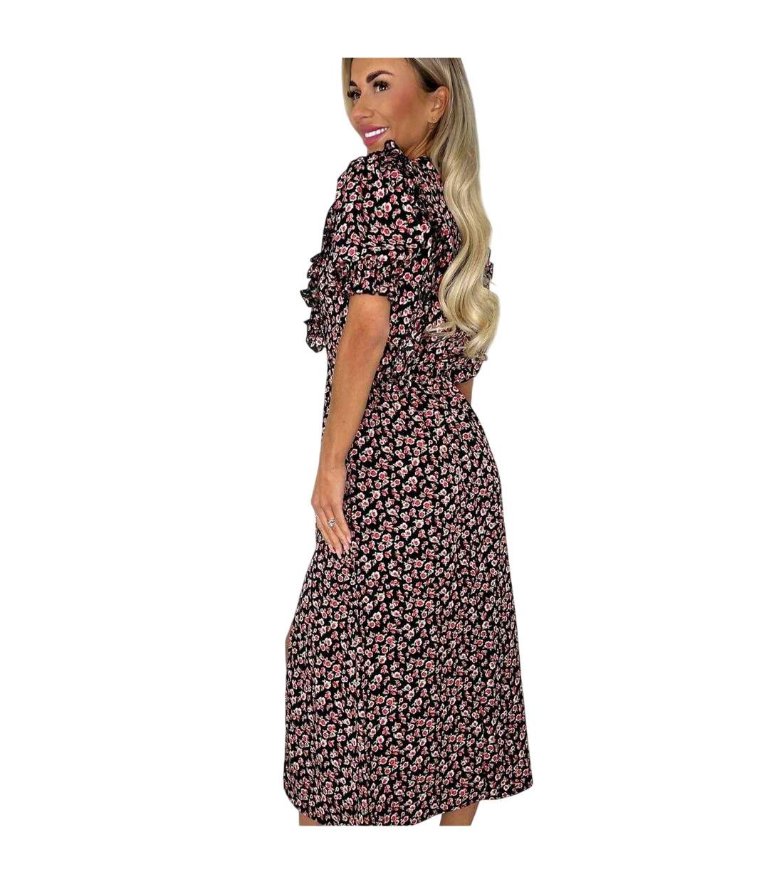 Womens/ladies Rose Print Midi Dress Multicoloured AX Paris-3