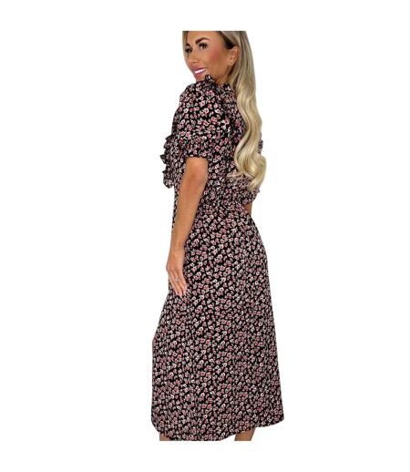 Womens/ladies Rose Print Midi Dress Multicoloured AX Paris