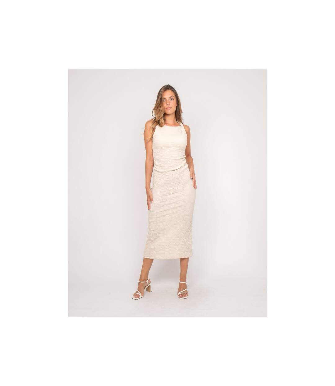 Robe longue sans manches texturée IZAK - Dona X Lisa-1