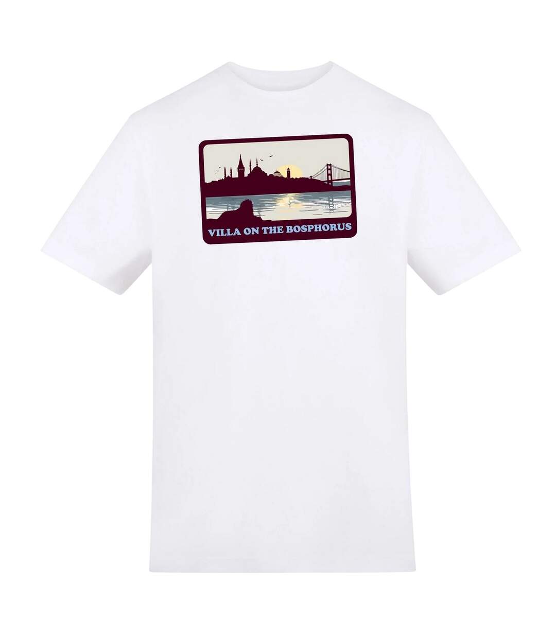 Unisex Adult Villa On The Bosphorus Skyline T-shirt White AWD-1