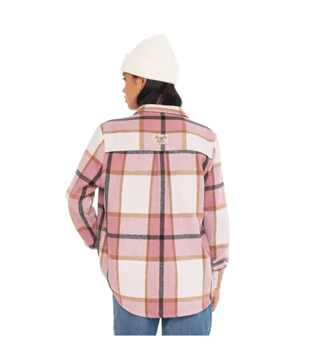 Chemise à carreaux manches longues femme avec poche patch tissé Liza Vondutch