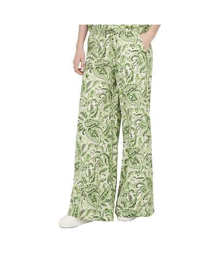 Pantalon fluide imprimé vert/blanc femme jdy life palazzo