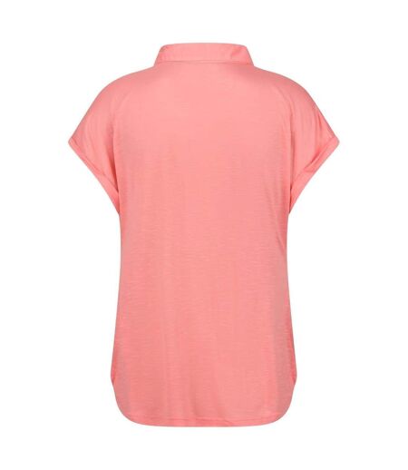 Polo Manches Courtes À Col V Motif/style Uni Femme Rose Corail Regatta