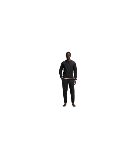 Mens Iconic Stripe Detail Crew Neck Long-sleeved Sweatshirt Black Boss