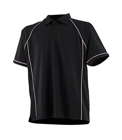 Finden & Hales Mens Piped Performance Polo Shirt (Black/White)