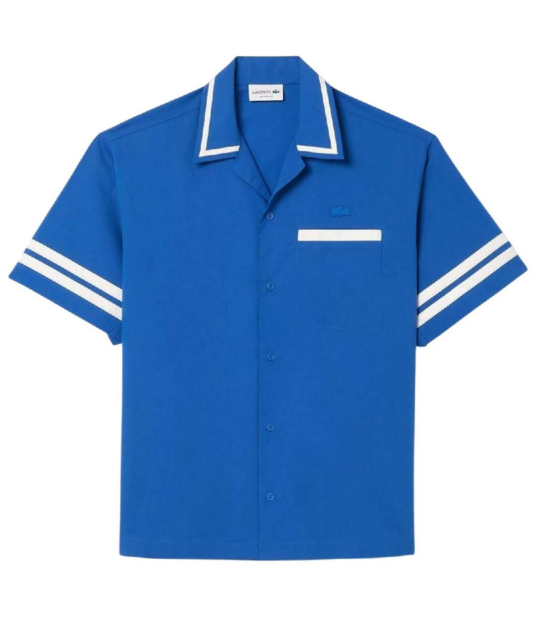 Mens Cotton Twill Relaxed Fit Shirt Blue Lacoste-1