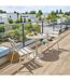 Table de jardin bistro ronde en aluminium effet bois 2 places OVIALON - Lin et argile-2