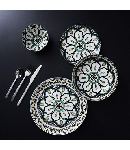 Lot de 6 Assiettes à Dessert Mandala 19cm Vert
