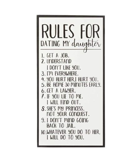 Décoration Murale Rules for Daughter 62cm Blanc