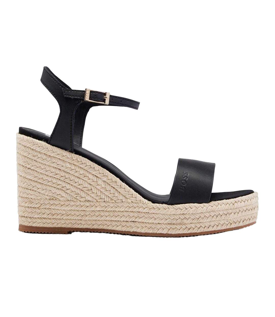 Womens/ladies Maderia Leather Wedge Sandals Black Boss-3