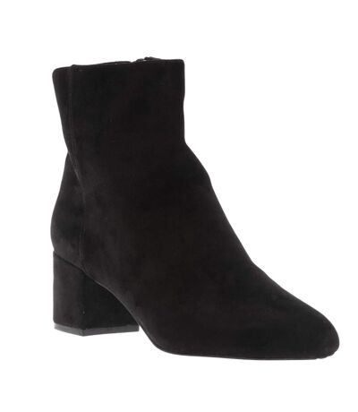 Womens/ladies suede block heel ankle boots black Dune London