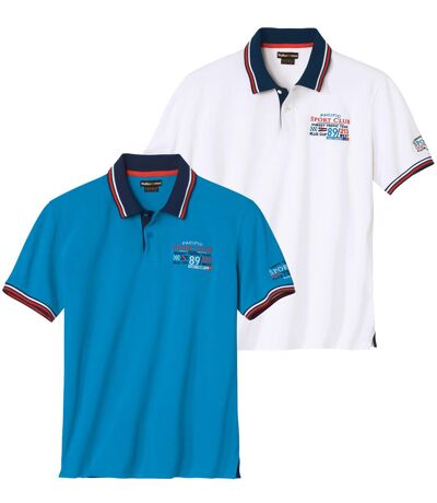 Paquet de 2 polos brodés homme - bleu blanc