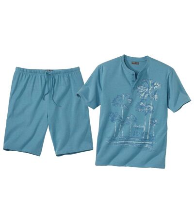 Men's Turquoise Short Pyjama Set
