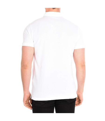 Short sleeve polo shirt with lapel collar WHITE man