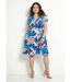 Robe courte col V effet drapé imprimé feuillage-1