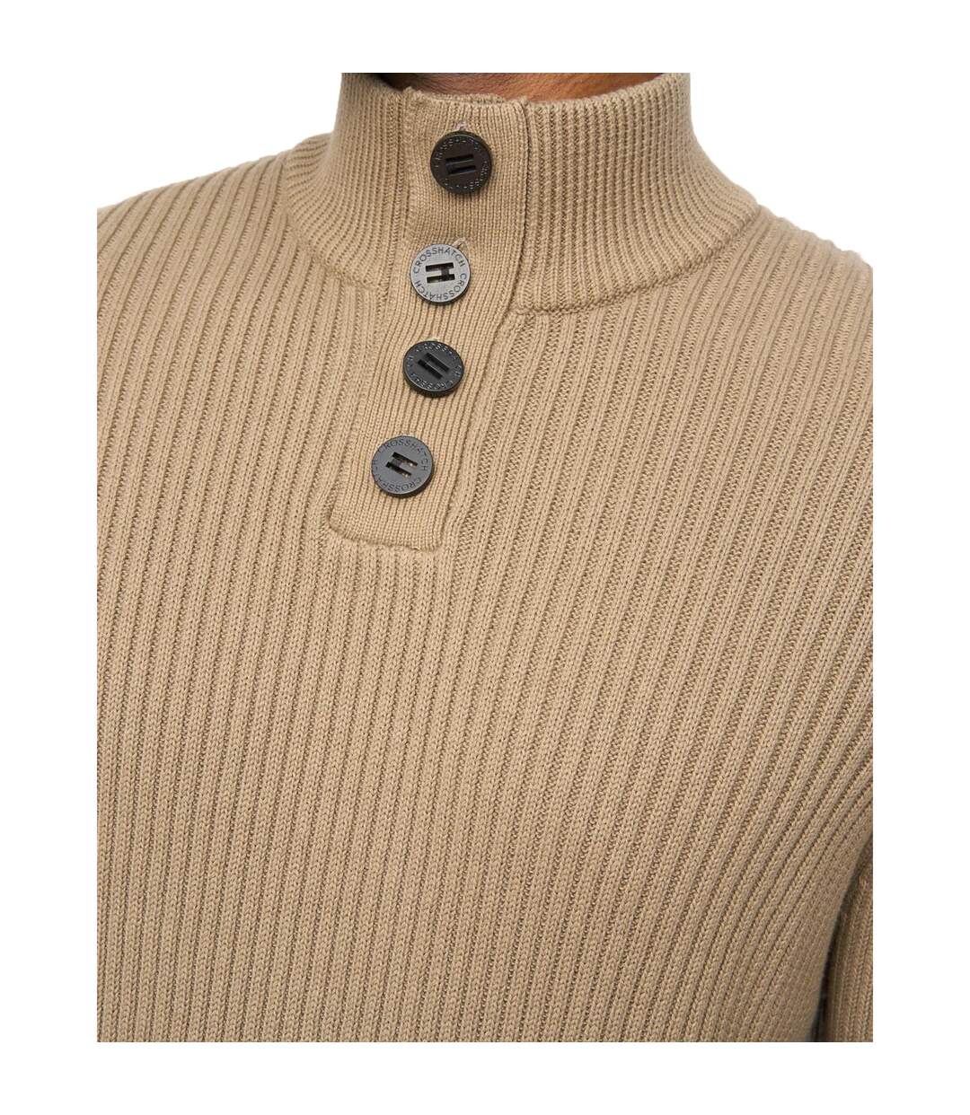 Pull Wellburys Homme Taupe Crosshatch-3
