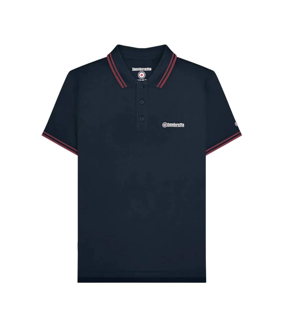 Polo Homme Bleu Marine Foncé Bordeaux Lambretta-1