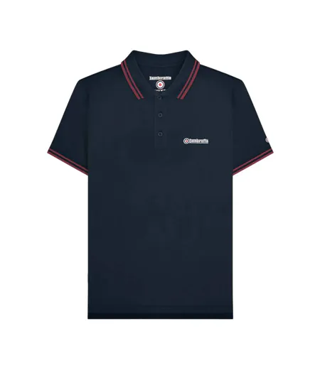 Polo Homme Bleu Marine Foncé Bordeaux Lambretta