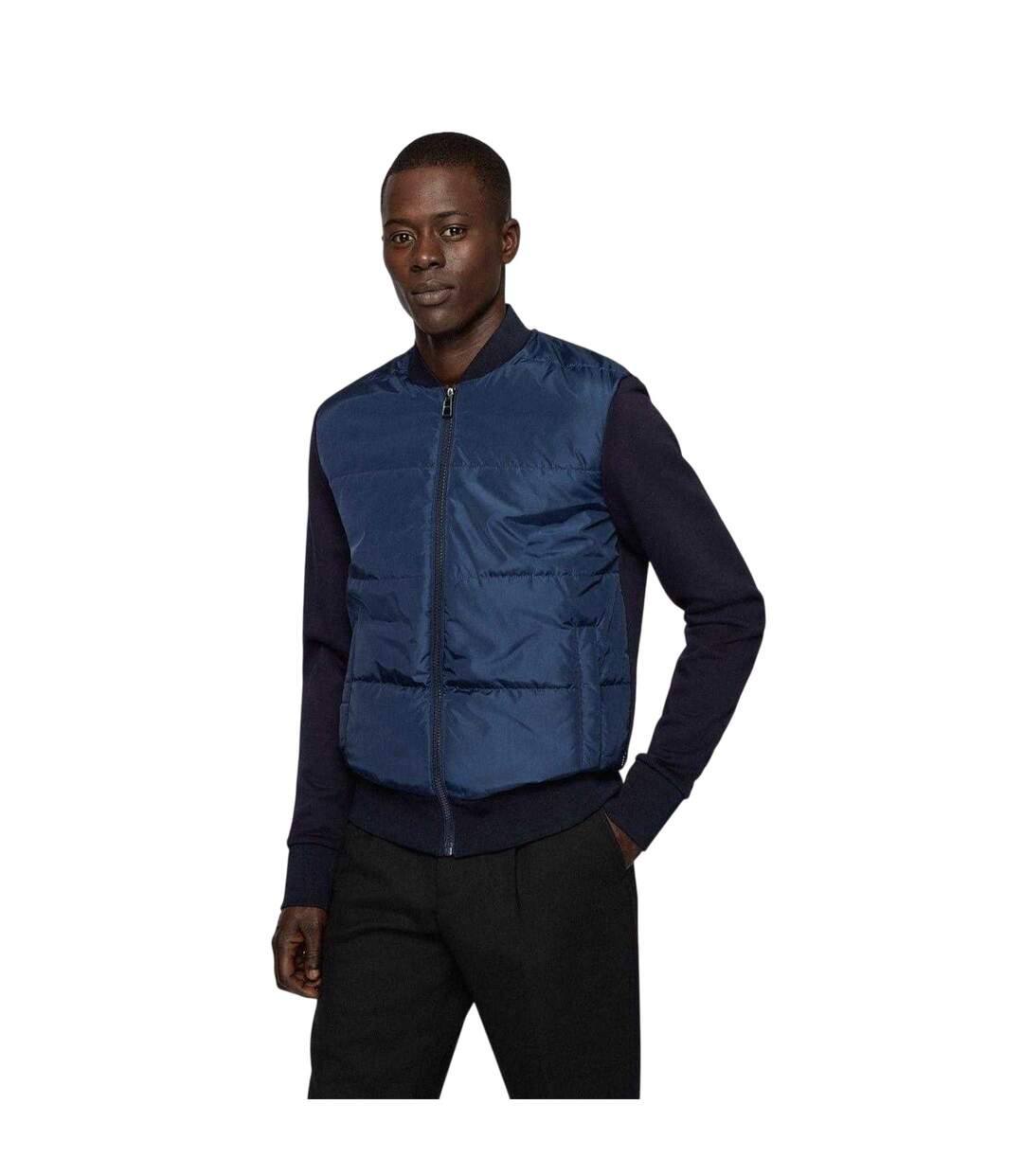 Mens Skiles Padded Hybrid Jacket Navy Boss-4