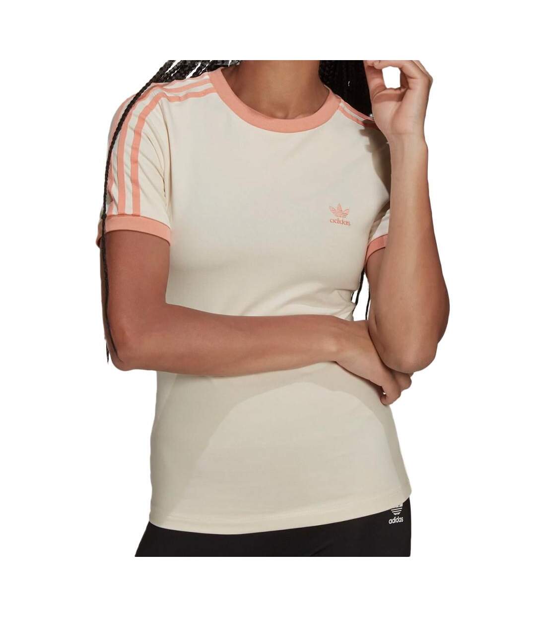 T-shirt écu/corail Femme Adidas Trefoil - 14A-1