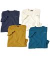 Pack of 4 Men's T-Shirts - Blue Yellow Ecru Atlas For Men