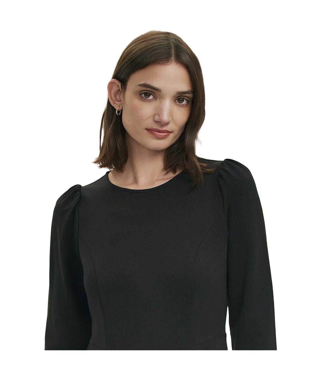 Womens/ladies Felice Ponte Crew Neck Midi Dress Black Finery-4