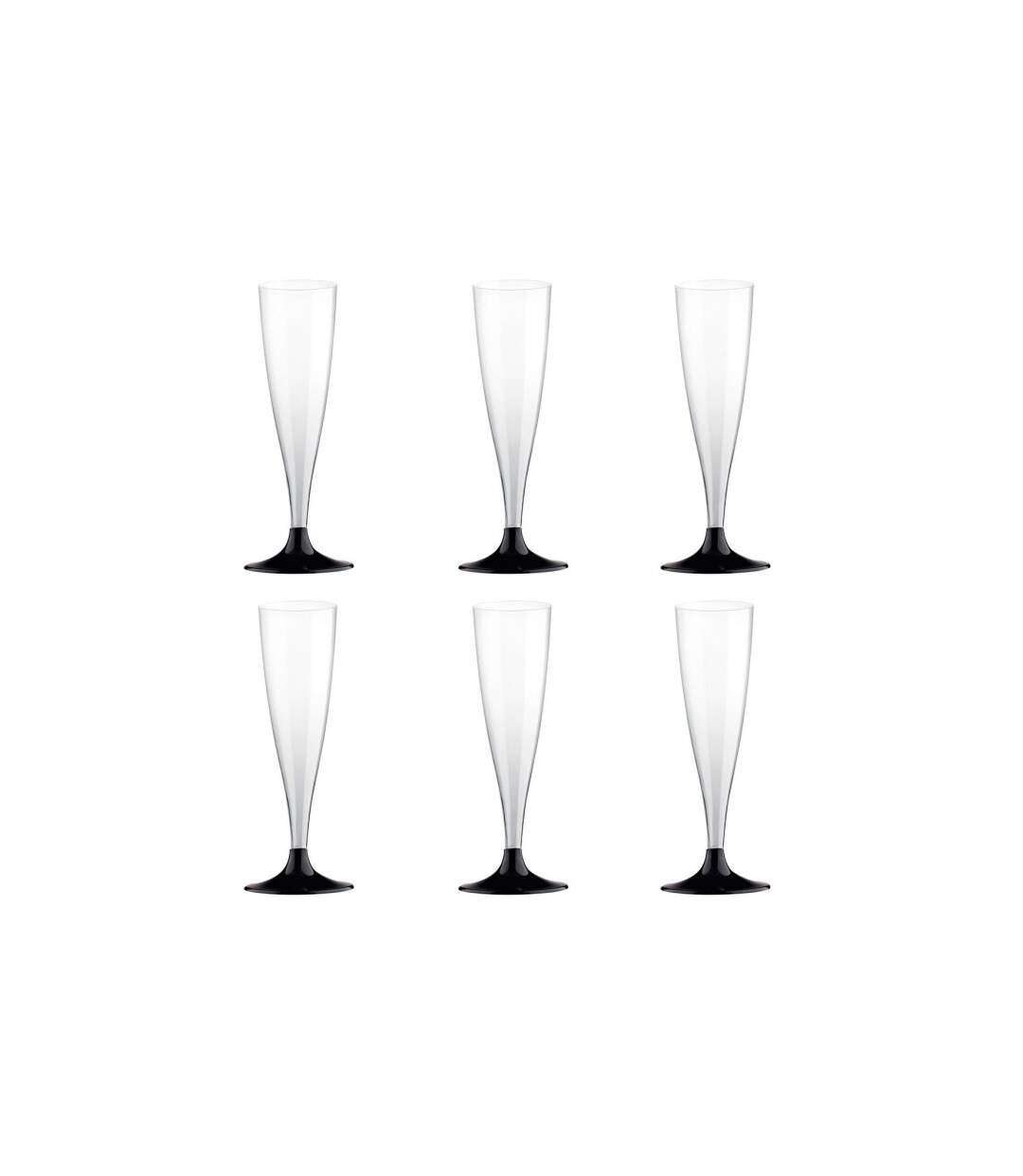 Lot de 6 Flûtes à Champagne Réutilisable Plastique 14cl Noir-1