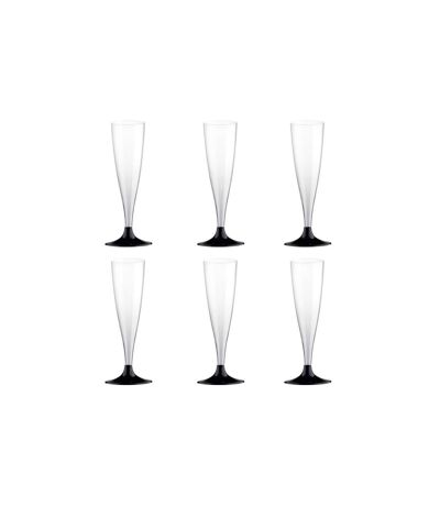 Lot de 6 Flûtes à Champagne Réutilisable Plastique 14cl Noir