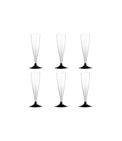 Lot de 6 Flûtes à Champagne Réutilisable Plastique 14cl Noir