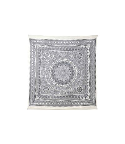 Tapisserie Murale Déco Mandala 150x150cm Gris