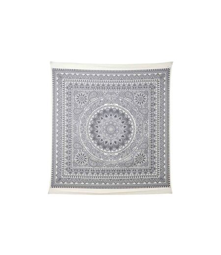 Tapisserie Murale Déco Mandala 150x150cm Gris
