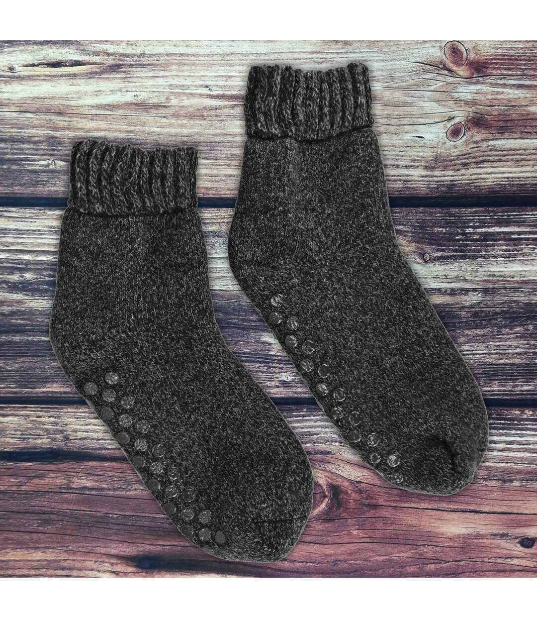 4 Pack Mens Warm Merino Wool Slipper Socks for Indoors-3