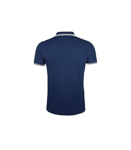 SOLS Mens Pasadena Tipped Short Sleeve Pique Polo Shirt (French Navy/White) - UTPC2431