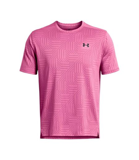 Mens Tech Geotessa Vent T-shirt Pink Under Armour