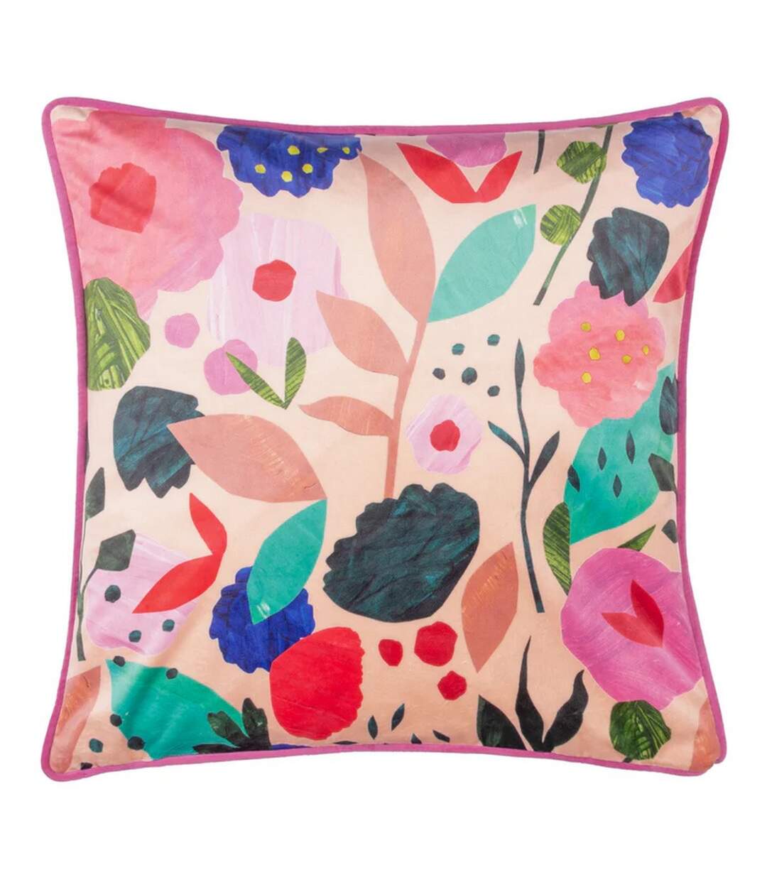 Flower girl cushion cover 43cm x 43cm pink/teal Kate Merritt-1