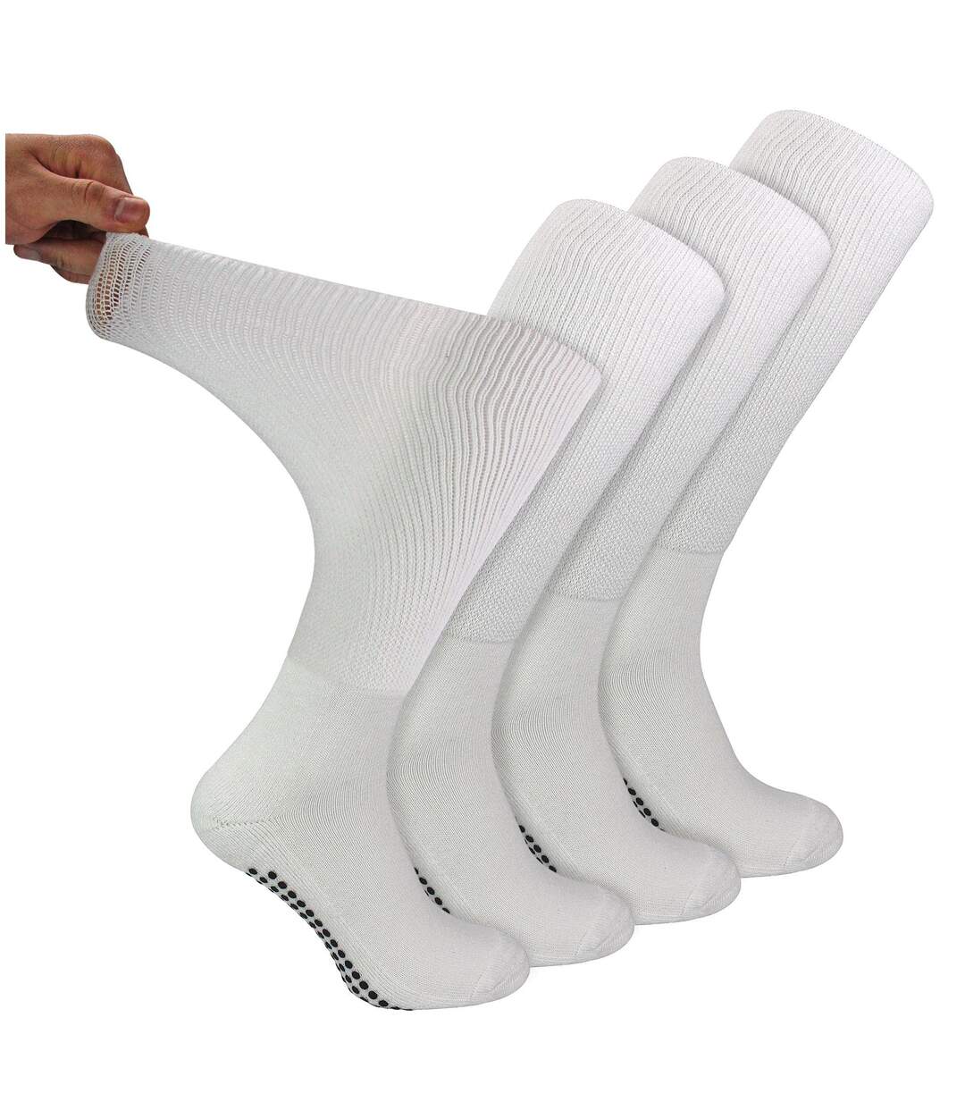 4 Paires Chaussettes Diabétiques Antidérapantes | Chaussettes Sans Elastique-1