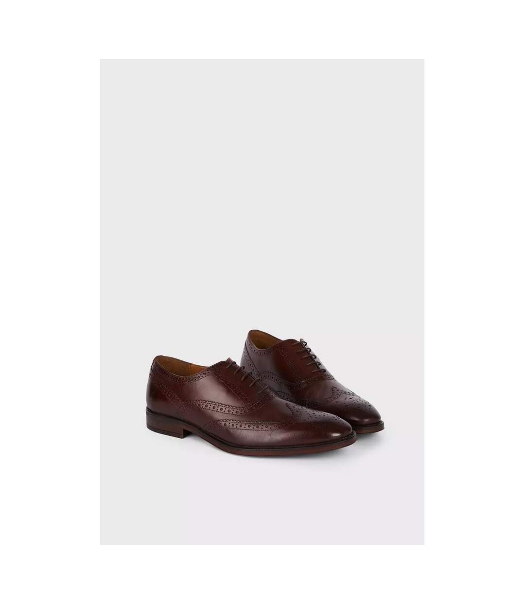 Mens oxford leather brogues burgundy Burton-4