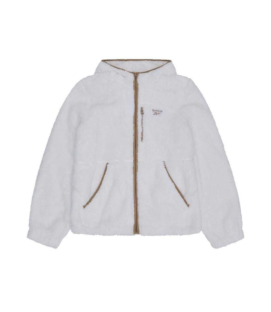Womens/ladies Double Monkey Fleece Jacket Cream Reebok-1