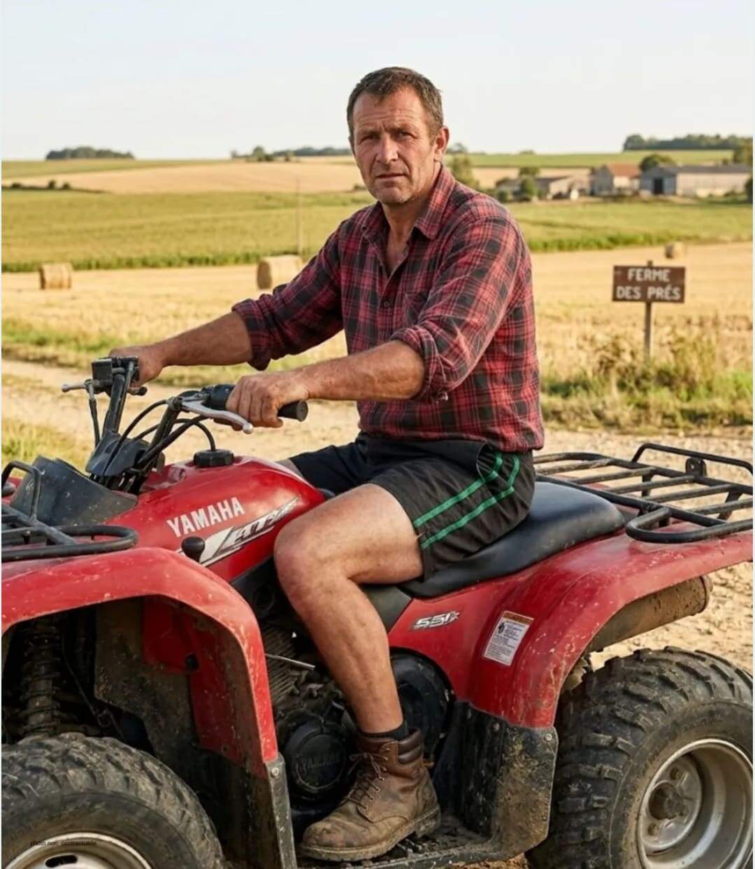 Short homme CHALLENGER 8L noir avec bande verte : le short en coton ultra-confortable spécial moisson-5