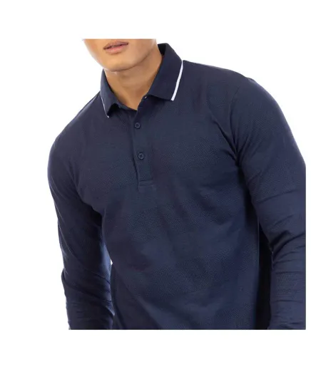 Polo Manches Longues Homme Bleu Marine Foncé Peter Werth