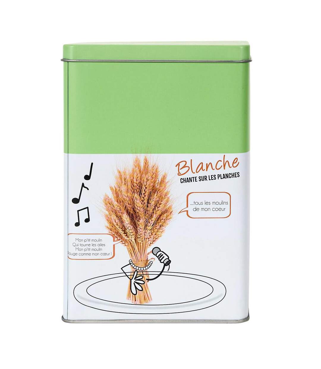 Boîte à Farine en Métal Ludique 18cm Vert-2