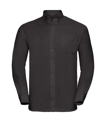 Collection Mens Long Sleeve Easy Care Oxford Shirt Black Russell