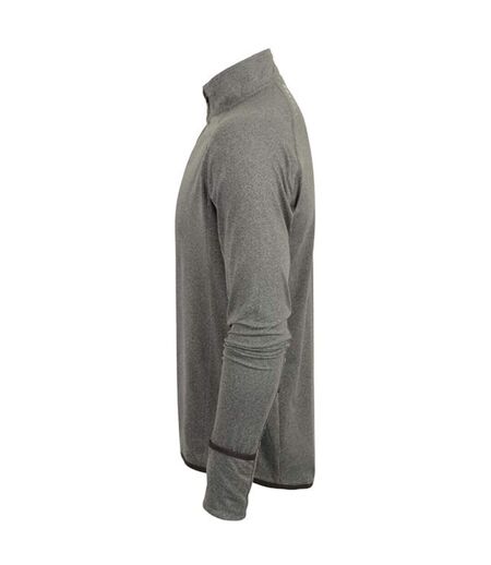 Tombo Mens Long Sleeve Zip Neck Performance Top (Gray Marl) - UTPC3041