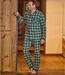 Men's Checked Flannel Pyjamas - Green White Ochre-2