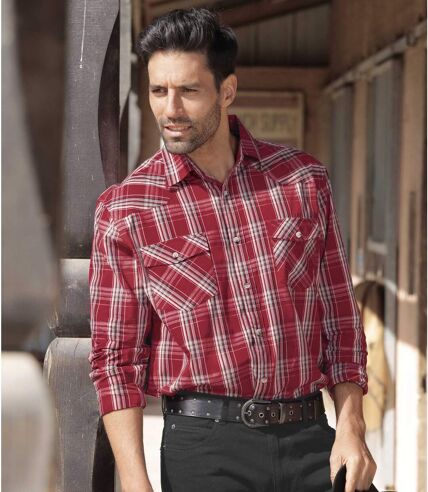 Men's Checked Western-Style Shirt - Cotton